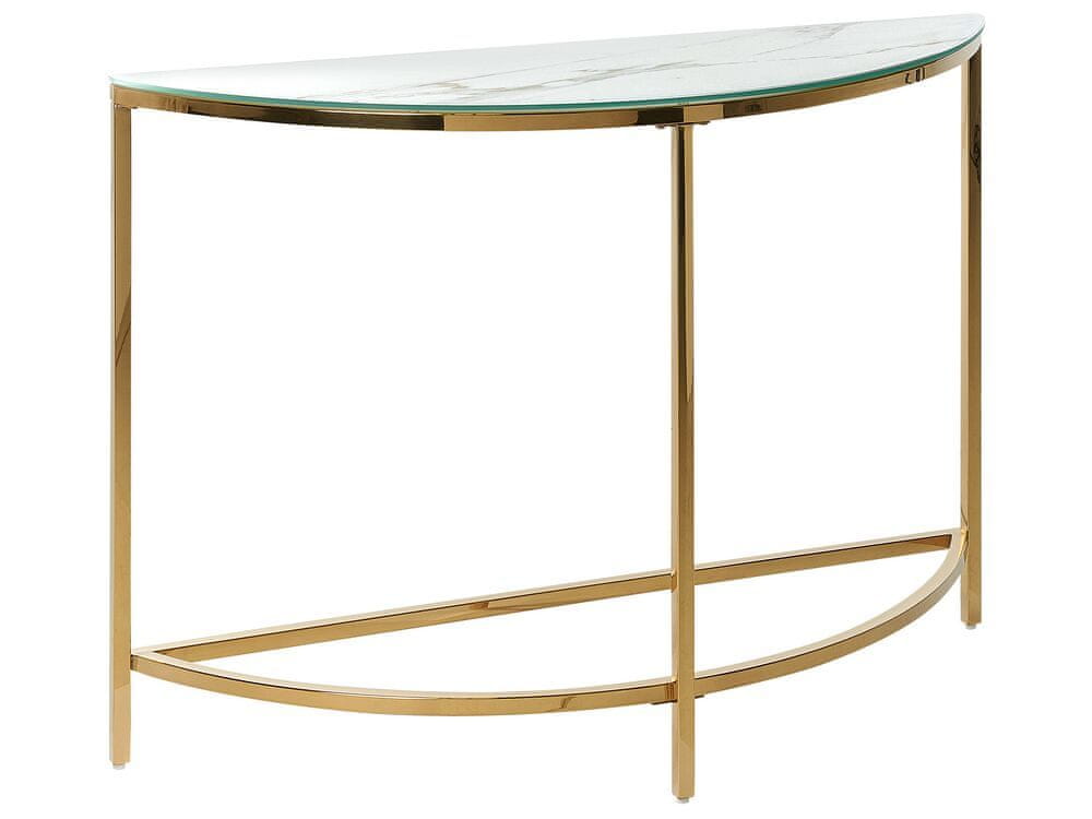 Beliani Konzolový stolík s mramorovým vzhľadom biela/zlatá ORITA
